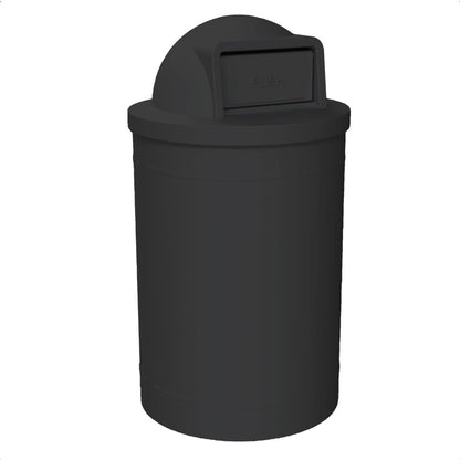 55 Gallon Circle 100% Recycled Plastic Heavy Duty Outdoor Trash Can with Push Open Dome Lid and Internal Liner - Black