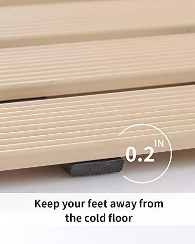 Shower-Mat Non Slip, PADOOR Heavy Duty Bathtub-Mat Curlable Quick Drain Sturdy Bath Tub Mat Without Suction Cups for Indoor Outdoor Use 17x36 Inch Beige