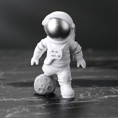 4 Pcs Silver White Astronaut Statues Set, Spaceman Sculpture Figurines Home Ornament Cake Toppers Gift