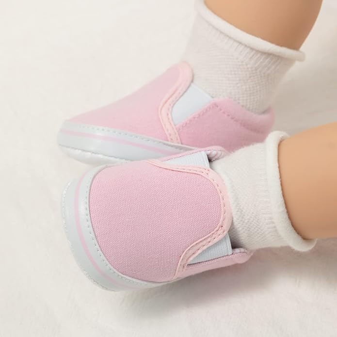 Morbido Infant Baby Boys Girls Canvas Sneaker Toddler Slip On Anti Skid Newborn First Walkers Candy Shoes for 0-18 Months