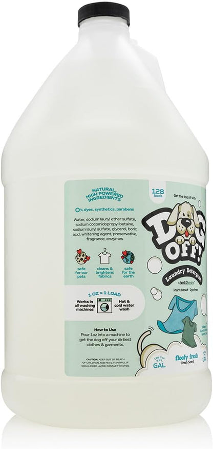 Bark2Basics Dog-Off Laundry Liquid Detergent, 1 Gallon - 128 Loads, Eliminates Pet Odors and Stains from Clothes, Towels, and Apparel, Ideal for Grooming Salons, Clinics, Kennels, Resorts, and More
