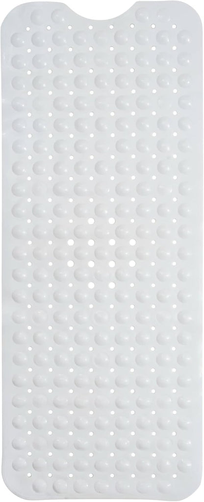 ENKOSI Bath Mat – 40 x 16 Inch Non-Slip Shower Mat for Bath Tub & Shower with Strong Suction Cups – Anti Slip Large Bathtub Mat with Drain Holes – for Smooth Floors Only (40x16 White)