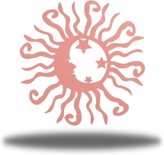 Riverside Designs Wacky Solar Moon Metal Wall Art Steel Outdoor Decor | Heavy-Duty and Waterproof | Made in USA (Pink, 24L x 24W)