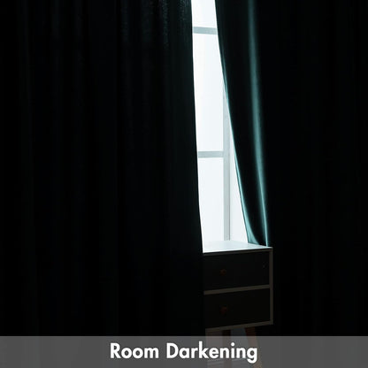 MIULEE Teal Velvet Curtains Thermal Insulated Blackout Curtain Drapes for Bedroom Living Room Darkening 63 Inches Long Curtains Panels Rod Pocket Set of 2