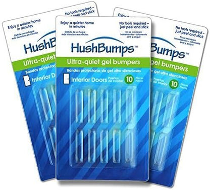 HushBumps Ultra-Quiet Bumpers for Interior Doors 3-Pack. Prevent Door Slamming and Provides Soft Close. Just Peel & Stick. No Tools Required. Silences Door Closing. 30 pcs.
