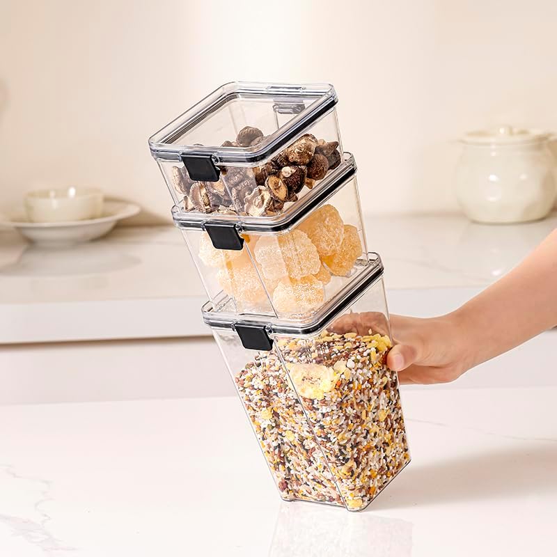 Food Storage Containers 4pack Plastic BPA Free shatterproof Freezeable Dishwasher Washable Environmentally Friendly and Recyclable Sealed Storage Containers Food Storage