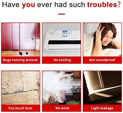 Door Draft Stopper, 39” Length Cuttable Weather Stripping Door Seal, Strong Adhesive Door Sweep for Exterior and Interior Doors (2, Brown)