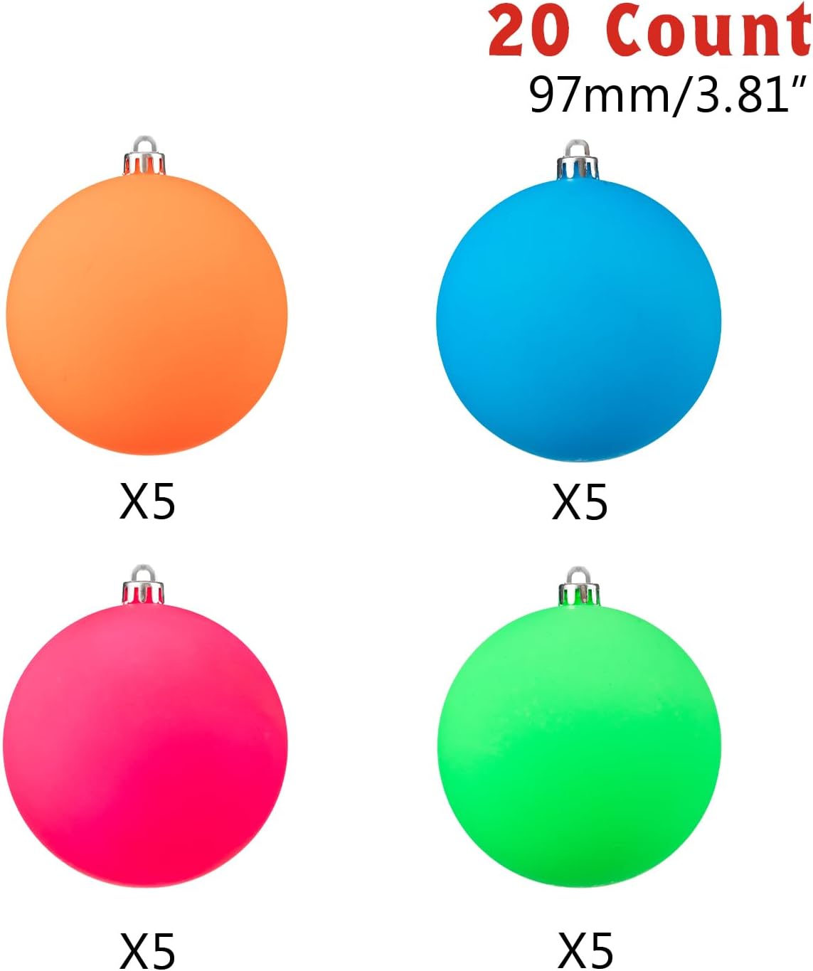 Every Day is Christmas 20ct Christmas Ornaments, Shatterproof Christmas Tree Ornaments Set, 92cm/3.6" Christmas Balls Decoration