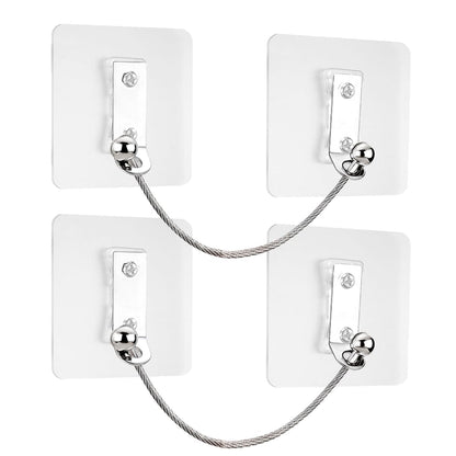 Furniture Anchors 2 Pairs No Drill Heavy Duty Anchors Fridge Lock Adjustable Self-Adhesive Safety Anti Tip Straps for Baby Proofing 220lbs Tension Earthquake Resistant Metal Straps Prevent Falling