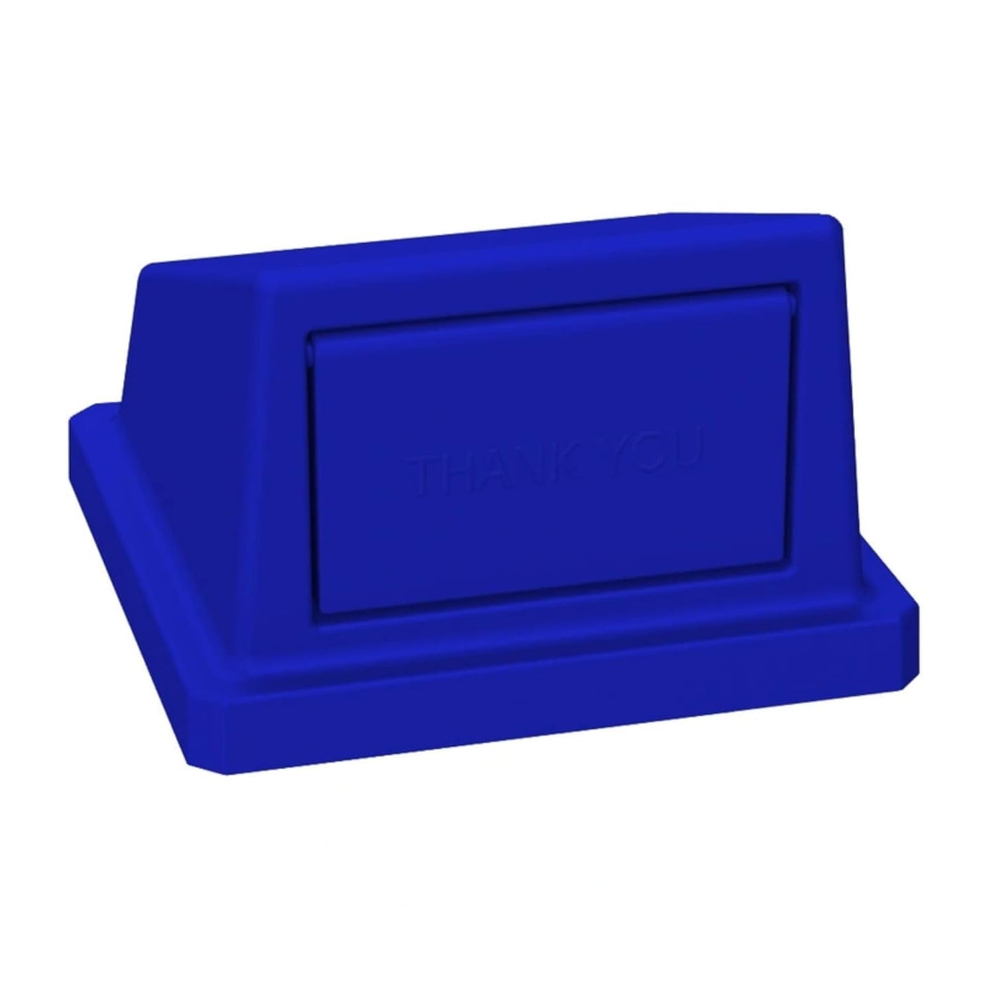 32 Gallon Square Slatted 100% Recycled Plastic Heavy-Duty Commercial Outdoor or Indoor Trash Can with Push Top Lid | Great for Schools and Businesses - Blue