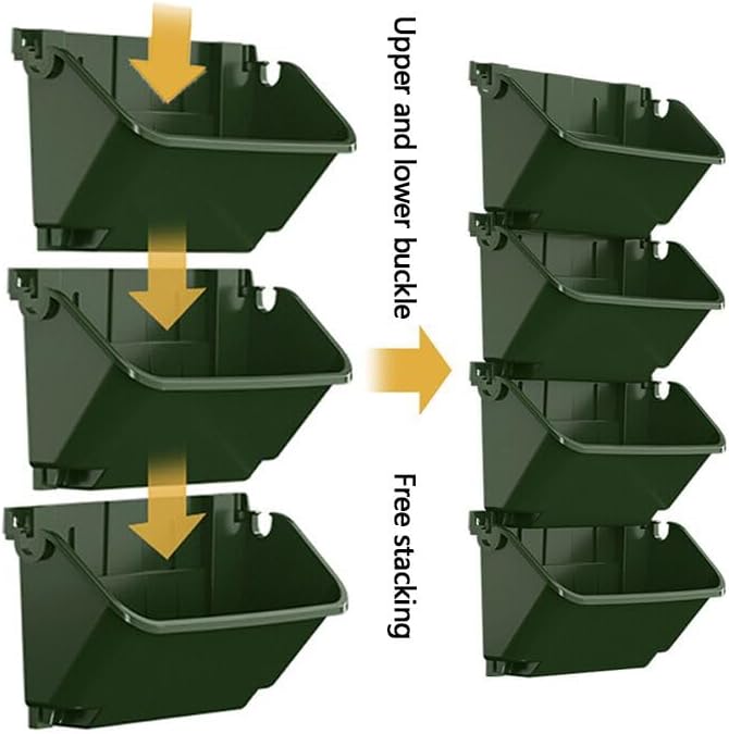Self-Watering Wall Mounted Planter Set of 4, Indoor and Outdoor Vertical Planter, Stackable Wall Mounted, for Balcony Decoration
