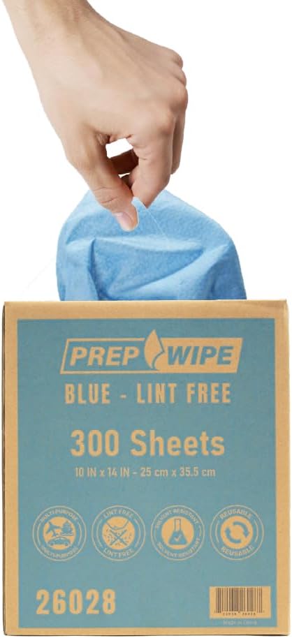 PrepWipe Heavy Duty Cleaning Towels, Lint Free Industrial Paper Towels, Disposable Pack of 300 Sheets 10"x14" (8 Boxes)- 26028