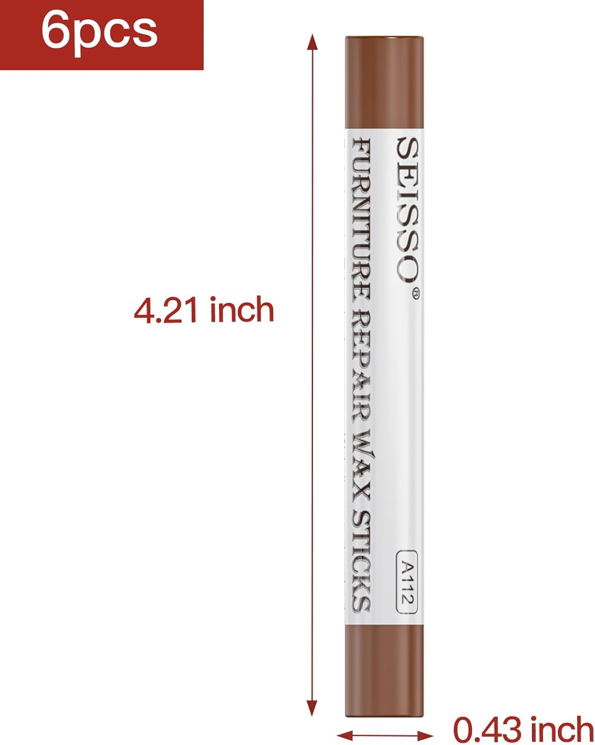 SEISSO Furniture Repair Crayon, 6 Pcs - Wood Filler Sticks, Scratch Repair Wax, Furniture Marking Repair - Scratch, Hole, Table, Wood Floor, Guitar, Covering, Instrument Fill Sticks -Red Cherry