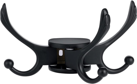 Swivel Coat Hook 2 Pack Heavy Duty Space Saving Towel Rope Hook Wall Mount Triple Swing Arms for RV Bathroom Kitchen Garage,Matt Black