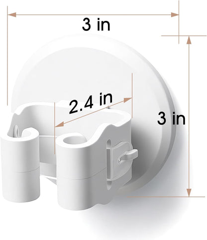 Mop Holder 3 Pack - Wall Mount Broom and Mop Grippers, No Drilling Self Adhesive Hooks, ABS Heavy Duty Storage Organizer for Kitchen, Garage, Bathroom