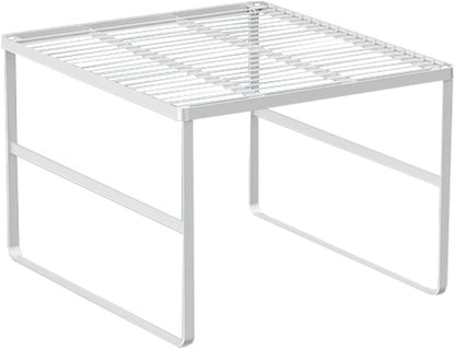 Kitchen Cabinet Storage Shelf Stackable Wire Spice Rack Organizer Heavy Duty Space Saver for Bathroom Bedroom Closet Laundry Room Office Countertop - White, Pack 1