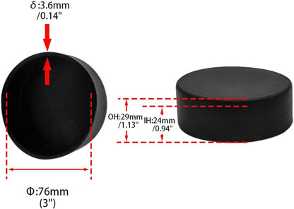 Flyshop Furniture Table Covers Non-Slip Durable Rubber Leg Tips Chair Leg Caps Floor Protector Round Black 4PCS Size 76mm, 3"