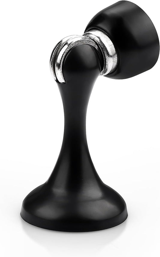 Probrico Black Magnetic Door Stoppers for Bottom of Door, Stainless Steel Magnet Door Catch Door Stop to Keep Door Open, Heavy Duty Door Holder, Wall and Floor Mounting, 1 Pack