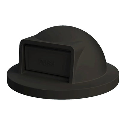 42 Gallon Slatted Circle 100% Recycled Plastic Commercial Outdoor and Indoor Trash Can with Push Open Dome Lid and Internal Liner | Great for Schools and Businesses - Black