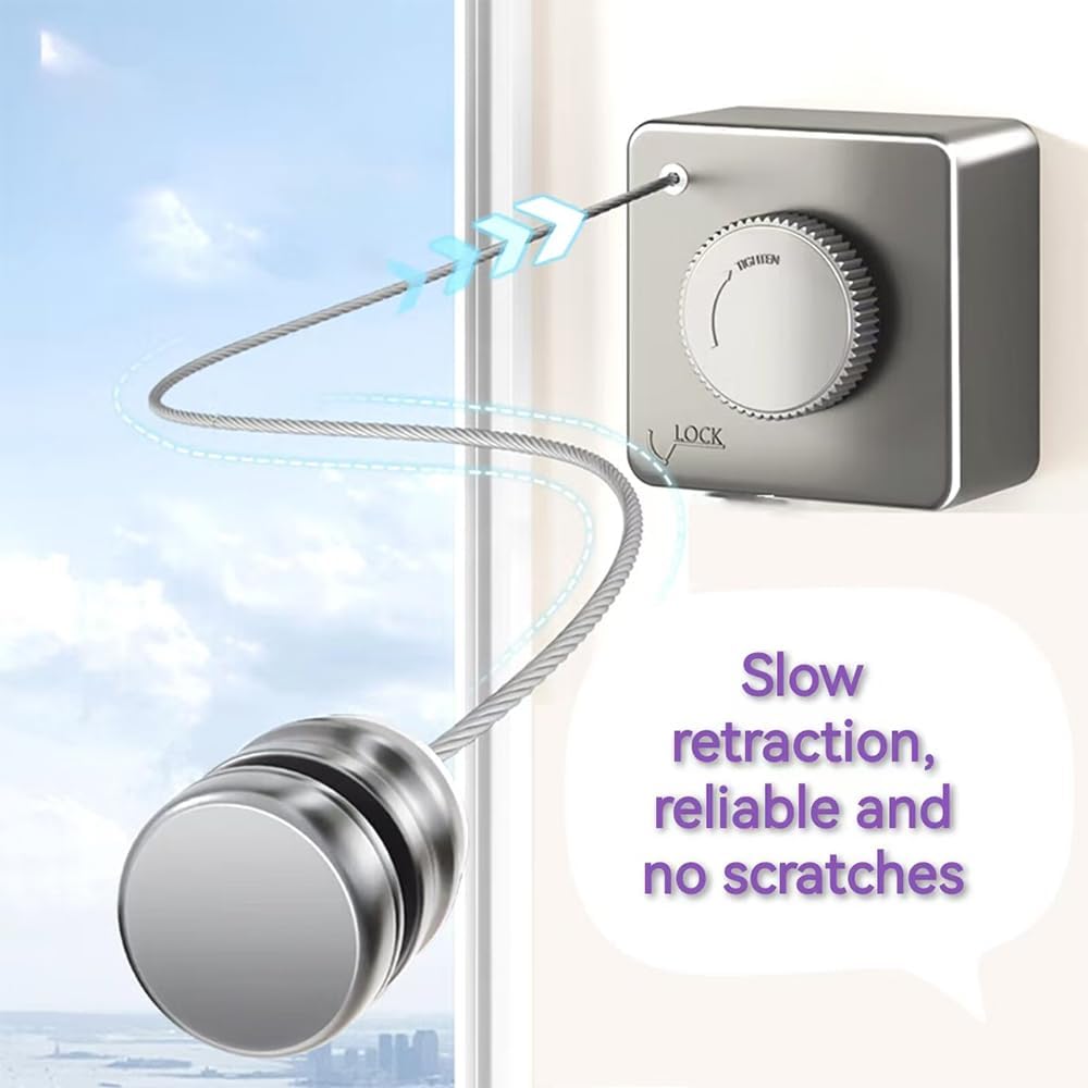 Retractable Clothesline, Wall Mounted, Stainless Steel, 17 Ft Indoor Outdoor (Black)