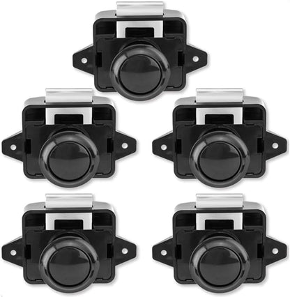 Encell Set of 5 Push Button Latch Cupboard for RV Camper Motor Home Caravan Black