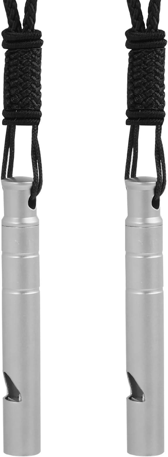 Titanium Emergency Whistle, 120DB Survival Safety Whistles with Black Lanyard, Outdoor Small Lifesaving Loud Whistle for Coaches Sports Boating Dog Training Hiking Camping