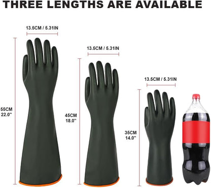 North Tower Heavy-Duty Latex Chemical Resistant Gloves - Reusable Long Rubber Dishwashing Gloves with Forearm Protection for Men - Waterproof, Industrial Safety Gear,18“，1 Pair