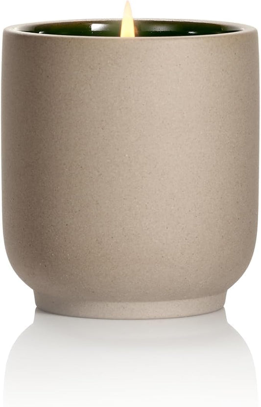 Homecourt Luxury Scented Candle, Mandarin Basile Scent, 60-Hour Burn Time, Soy Wax Blend, Organic Cotton Wick, Kiln-Fired Reusable Ceramic Vessel, 8 Oz