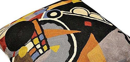 Kandinsky Grand Torre Kiev Pillow Cover Black Abstract Pillowcase Modern Couch Pillowsham Chair Cushions Handembroidered Wool 18x18 Inch