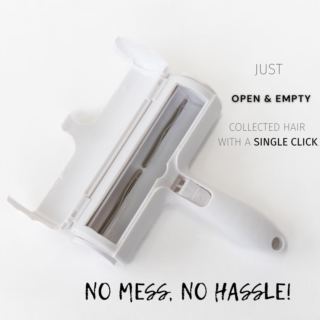 Reusable Pet Hair Remover & Lint Roller – Washable, Portable Tool for Dog & Cat Hair Removal on Clothes, Furniture, Carpet & Car – Effective Roller for Easy Fur & Lint Removal (Red)