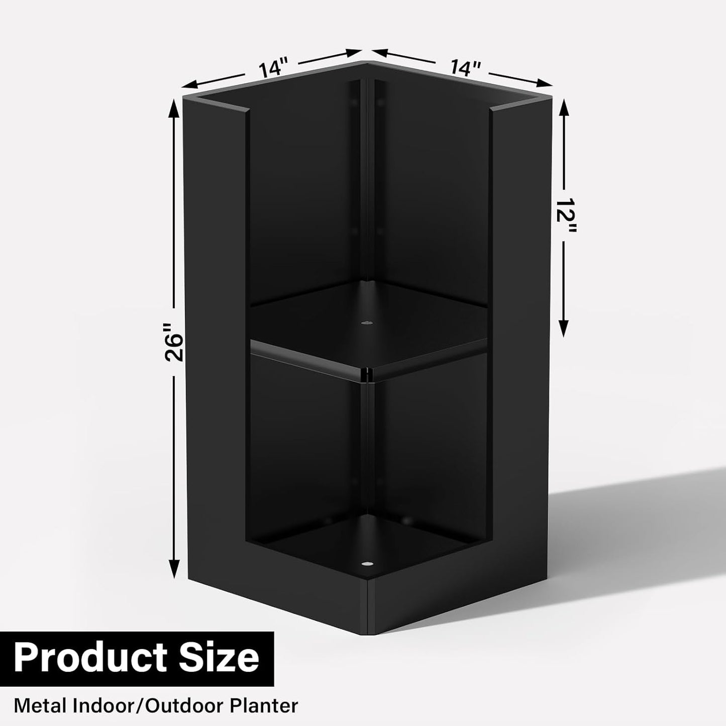 26" Tall Planters, Outdoor＆Indoor Black Planter Pots, Durable All-Weather Use with Drainage Holes, Large Planters Modern Décor for Porch, Patio, Backyard