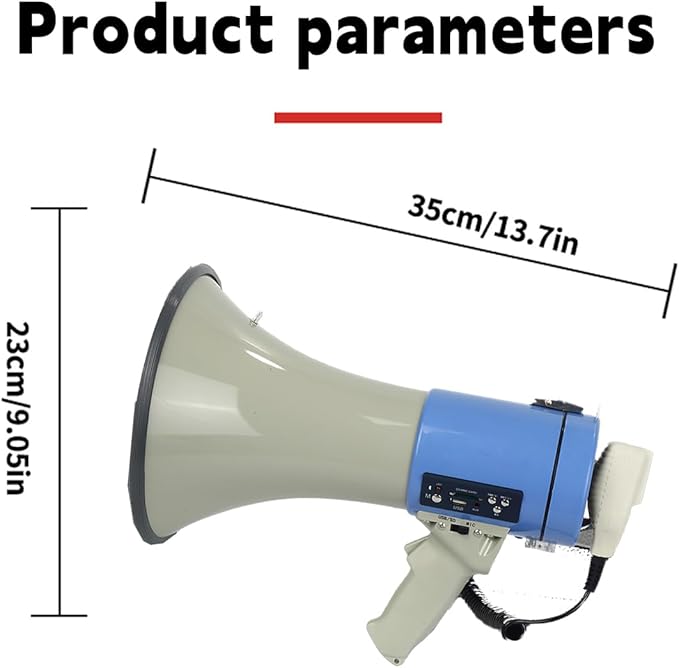 B S 50W Megaphone with Siren,Recording,SD Card,AUX Input for for Crowd Management,Emergencies