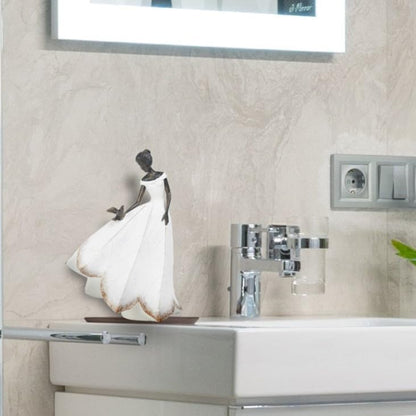 Guichifun Fairy Statue Collection Home Decoration - White Leaf Angel Girls Resin Living Room Bookshelf Decor Garden Outdoor Bathroom Decorations Figurines Gift 5.5 x 3.25 x 8 Inch