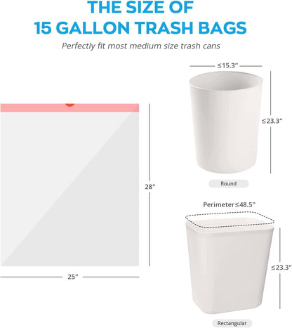 Ultra Thick Heavy Duty Plastic 15 Gallon Drawstring Trash Bags Large 80 Count White Leak Proof Garbage Bags for Tall Kitchen Home Office Outdoor