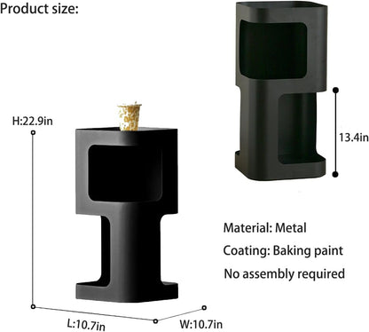 Modern Side Table,Small end Table for Small Spaces,Metal nightstand with Storage Shelf,Space-Saving Bedside Table Accent Table Drink Tables for Living Room,Bedroom.No Assembly Required