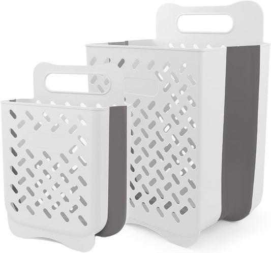 Laundry Basket Hamper,Hanging Wall Collapsible Laundry with Handle,Space-Saving Foldable Storage Dirty Washer Organizer Bin Multi-function Container Waterproof Durable,Set of 2(XL&M)