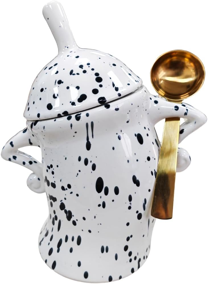 Ceramic Kitchen Canister with Silicone Seal Lid,Modern Elegant Design Airtight Lid Storage Food Jar Canister for Kitchen Sugar Coffee Tea Spice or More (White)