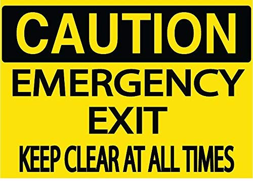 "Caution, Emergency Exit, Keep Clear at All Times"- Durable Laminated Vinyl Floor Sign- Sign by Graphical Warehouse- 5S Safety and Security Signage (12x9")