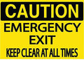"Caution, Emergency Exit, Keep Clear at All Times"- Durable Laminated Vinyl Floor Sign- Sign by Graphical Warehouse- 5S Safety and Security Signage (38x24")