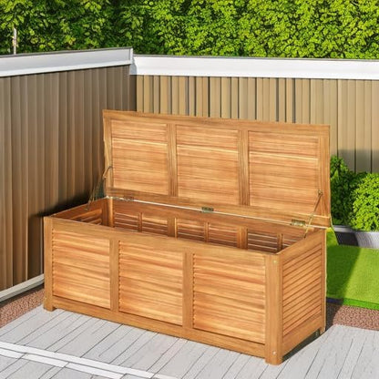 Tangkula 46 Gallon Acacia Wood Deck Box, Garden Backyard Storage Bench, Outdoor Storage Container for Patio Furniture Cushions and Gardening Tools (Natural)