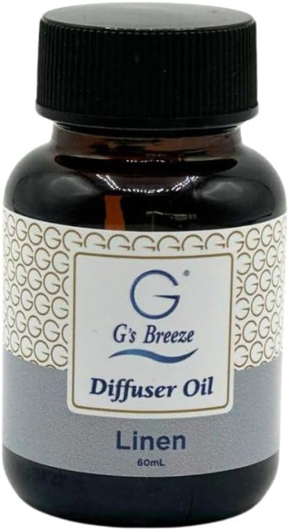 G's Breeze Linen Diffuser Oil Refill - Crisp, Clean Fragrance with Cotton & Floral Notes - Inviting & Fresh Scent for Any Space – Ideal for Home & Office – Long-Lasting Freshness Aroma - 60 ML
