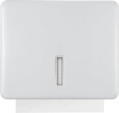 Multifold Paper Towel Dispenser Wall Mount (White) – Large Capacity C-Fold, Trifold, and Folded Commercial Hand Towels Holder for Bathroom & Restroom – Adhesive or Screw Mounted