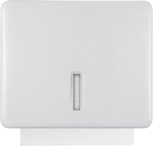Multifold Paper Towel Dispenser Wall Mount (White) – Large Capacity C-Fold, Trifold, and Folded Commercial Hand Towels Holder for Bathroom & Restroom – Adhesive or Screw Mounted