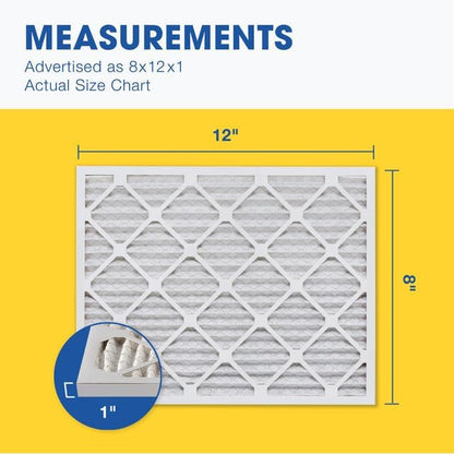 Aerostar 8x12x1 MERV 8 Pleated Air Filter, AC Furnace Air Filter, 6 Pack (Actual Size: 8" x 12" x 1")