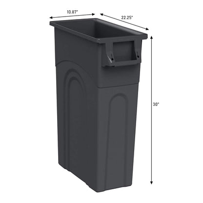 United Solutions Highboy Waste Container, 23 Gallon, Space Saving Slim Profile and Easy Trash Bag Removal, Indoor or Outdoor Use, Integrated Handles for Easy Carrying, 4-Pack, Black.