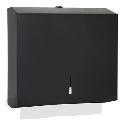 Paper Towel Dispenser Wall Mount, Matte Black Stainless Steel Commercial Paper Towel Holder with Lock, Large Capacity 250 C Fold/300 Multifold Towels