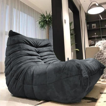 Modern Living Room Chair, Big Bean Bag Adult Floor Sofa, Togo Recliner Memory Foam Lazy Couch Suitable Balcony for Fireside Chair (Dark Grey)