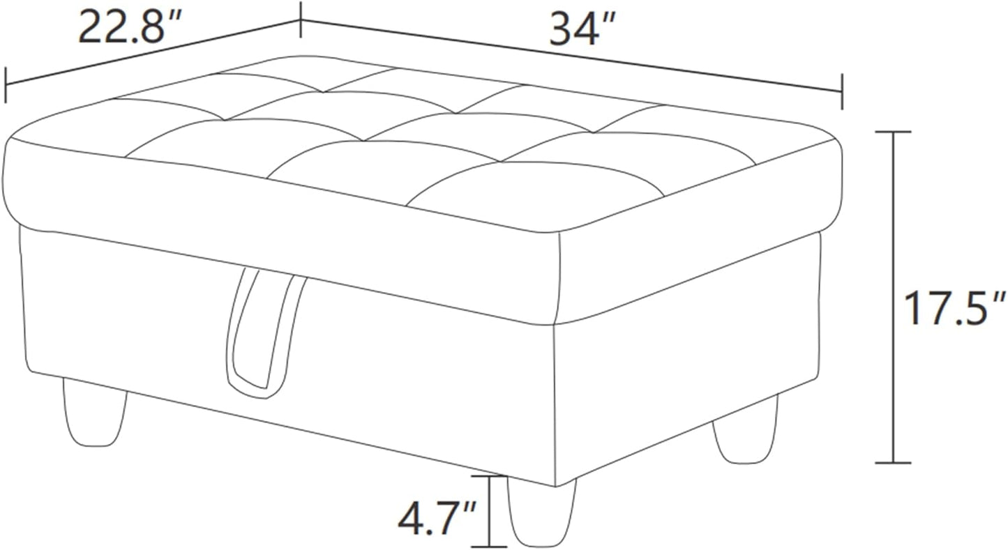 Ottoman Rectangular Storage Ottoman Bench, Faux Leather Footrest, Coffee Table, Stool Footstool with Hinged Lid for Living Room, Bedroom, Entryway, White&Black, 34"x22.8"x17.5"