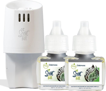 Scent Fill Oakmoss Plug in Air Freshener Starter Kit, 2 Refills + Diffuser