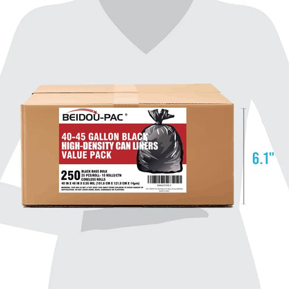 40-45 Gallon Lawn & Leaf Trash Bags, 250 Count Bulk, Black Garbage bags, Multi-purpose Trash Can Bin Liners for Home Commercial, Outdoor, Construction, Industrial